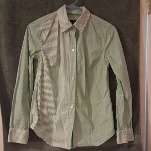 Talbots Men's Green Striped Button Down Shirt